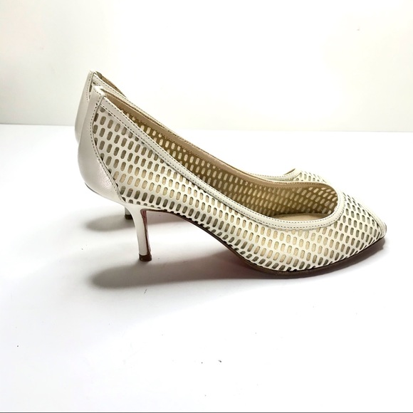 Christian Louboutin white mesh open toe heels 7 - Picture 2 of 5